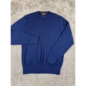 Bonobos Mens Washable Extra Fine Merino Wool Crew Neck Sweater Navy Blue Size M